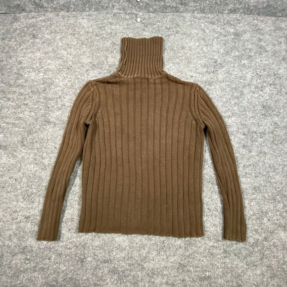 The Limited America Sweaters - The Limited America Brown Ribbed Turtleneck Sweater Womens Small 100% Cotton USA